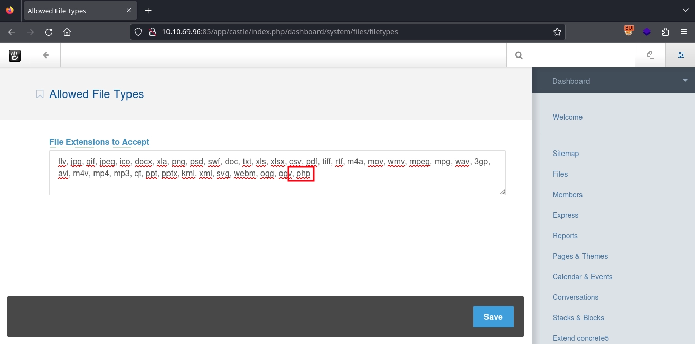 Web 85 App Castle Admin Allow File Types